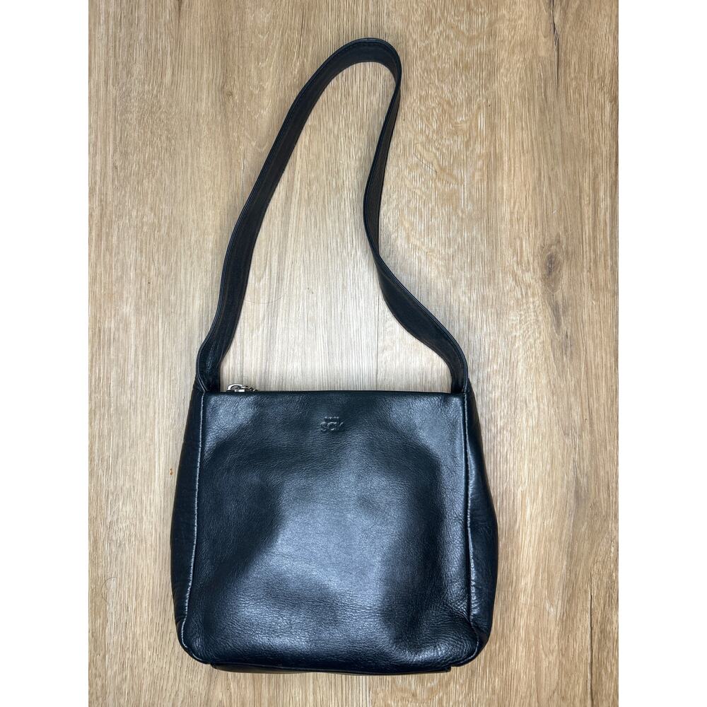 The Sak Mini Shoulder Bag Black Genuine Leather Purse Zipper